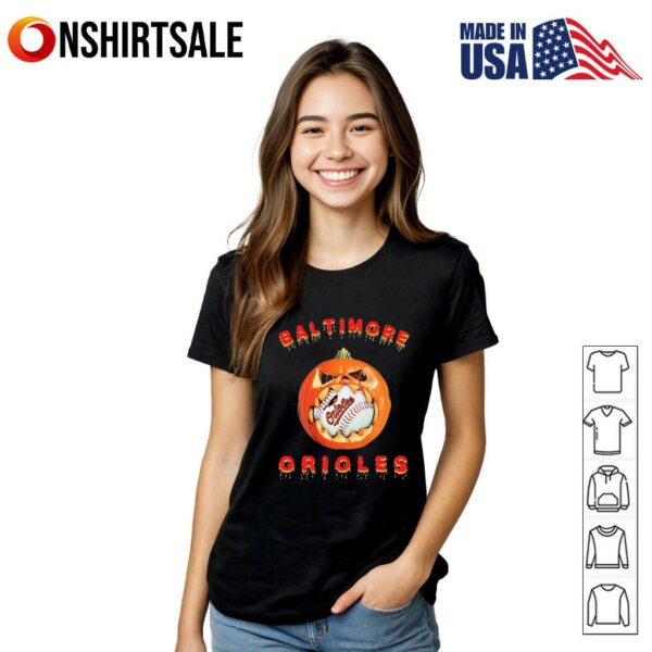 Baltimore Orioles Halloween Pumpkin Baseball 2025 T-Shirt