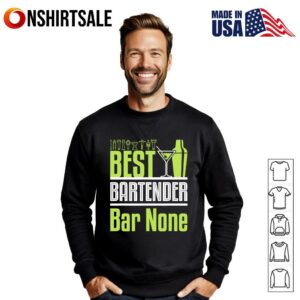Best Bartender Bar None Neon Green Cocktail Shaker And Martini Glass T Shirt 2