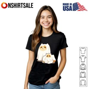 Cat in a Ghost Costume Funny T Shirt 3
