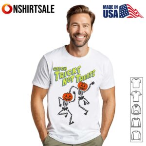 Catch Tricks Not Treats Skeleton Dance Halloween T-Shirt