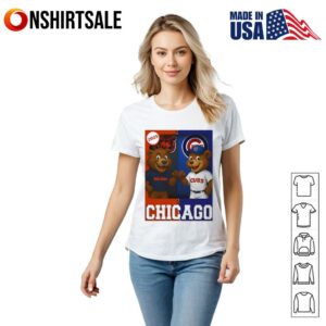Chicago Bears and Chicago Cubs mascot play card T Shirt 2