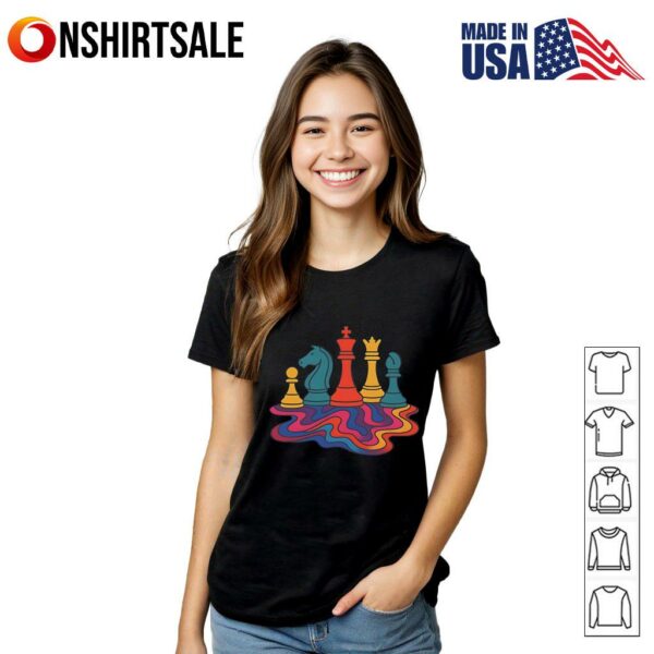 Colorful Chess Pieces Artistic Chess Lovers T-Shirt