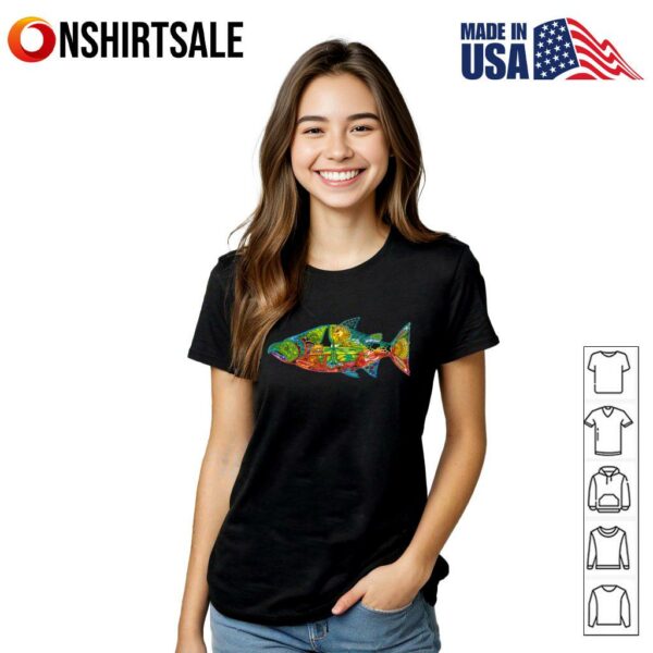 Colorful Psychedelic Fish Art Graphic Tee T-Shirt