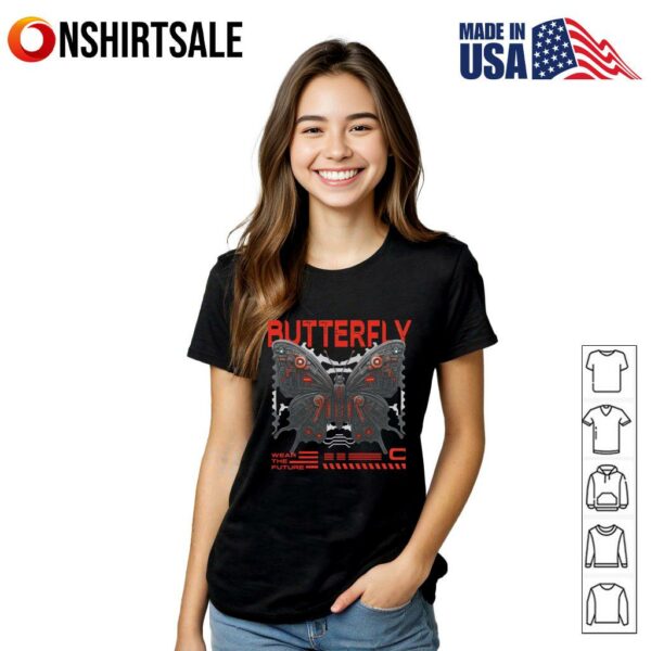 Cyberpunk Butterfly Futuristic Tech Graphic Tee Sci-Fi Streetwear Aesthetic T-Shirt