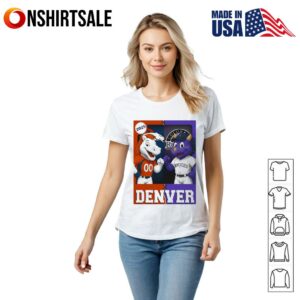 Denver Broncos and Denver Rockies mascot play card T Shirt 2