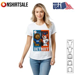 Detroit Lions and Detroit Tigers mascot play card T Shirt 2