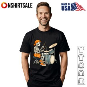 Drummer Skeleton Men Boys Drum Set T-Shirt