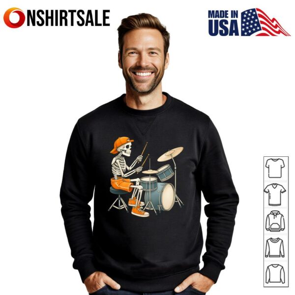 Drummer Skeleton Men Boys Drum Set T-Shirt