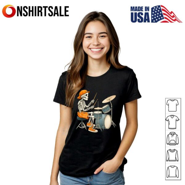 Drummer Skeleton Men Boys Drum Set T-Shirt