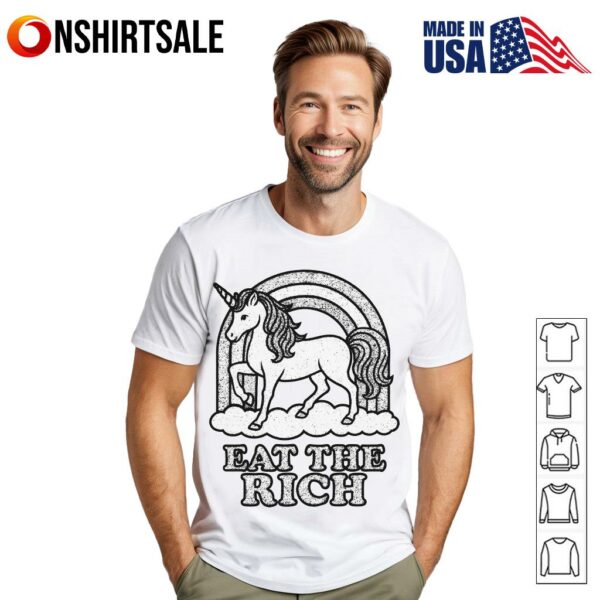 Eat The Rich Unicorn Anti Fascist Retro T-Shirt