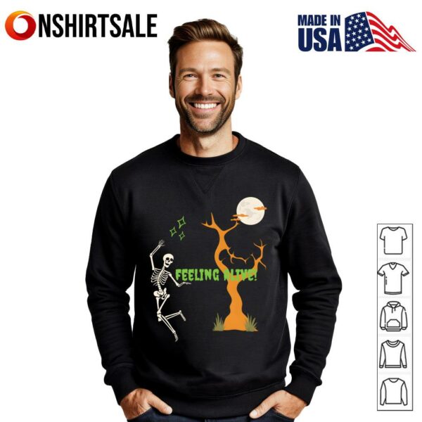 Feeling Alive Skeleton Halloween Moon T-Shirt
