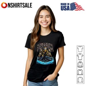 Freedom Skeleton On The Boat T Shirt 2