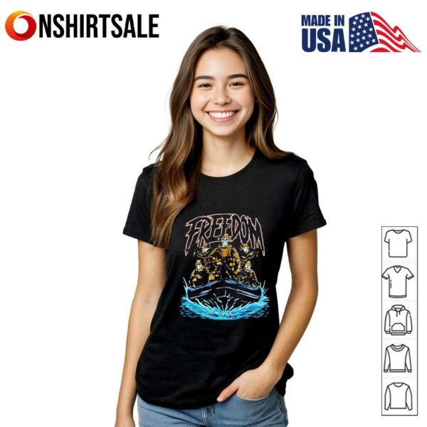 Freedom Skeleton On The Boat T-Shirt