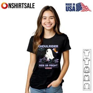 Ghoulrider Ride or Fright Funny Ghost Bicycle Halloween Spooky T Shirt 3