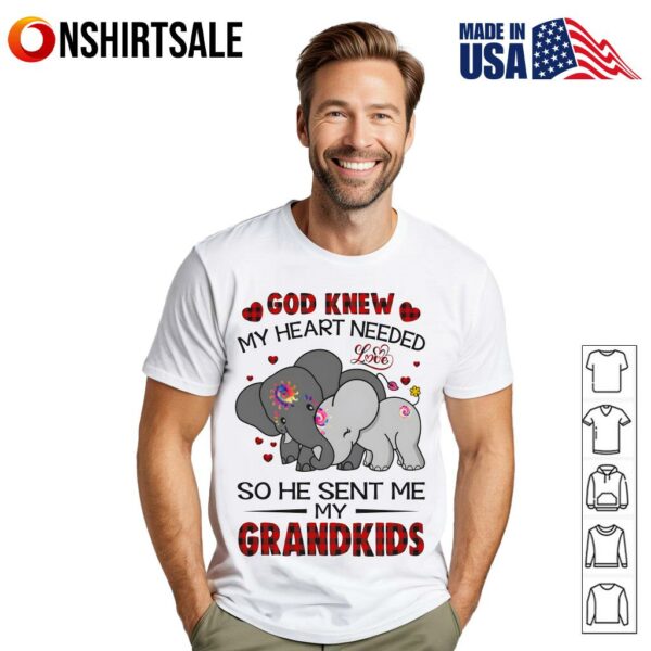God Knew My Heart Needed Love So He Sent Me My Grandkids Elephant Grandma T-Shirt