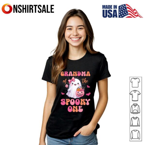 Grandma Of The Spooky One First Birthday Girl Pink Halloween T-Shirt