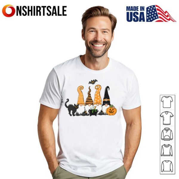 Halloween Gnomes Black Cat Pumpkin Cauldron Cute Spooky T-Shirt
