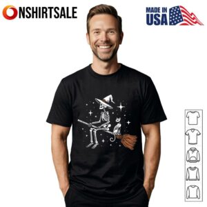 Halloween Skeleton And Cat T-Shirt