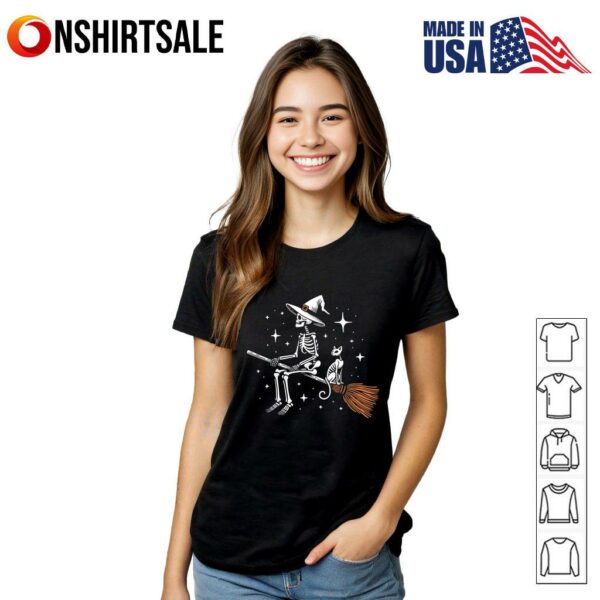 Halloween Skeleton and Black Cat T-Shirt