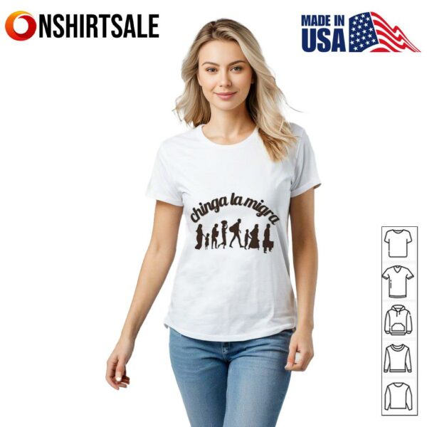 Migrant silhouette protest chinga LA migra T-Shirt