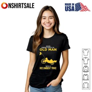 Never Underestimate Old Man With Recumbent Trike Gradient T Shirt 2