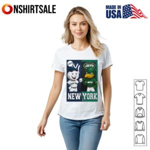 New York Jets and New York Yankees mascot play card T Shirt 2