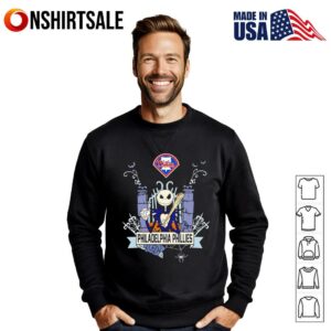 Philadelphia Phillies Baseball Jack Skellington Halloween T Shirt 3