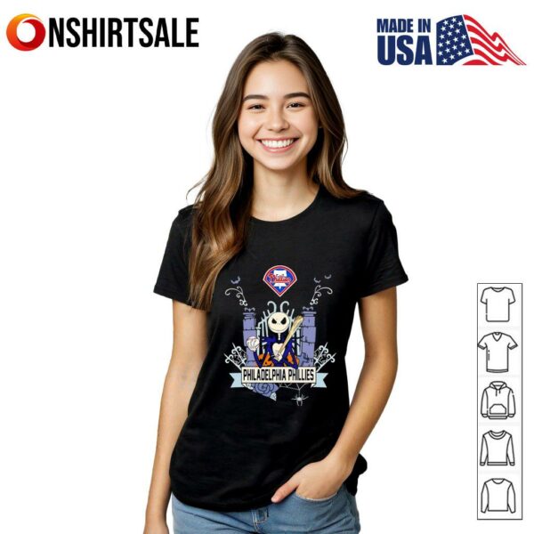 Philadelphia Phillies Baseball Jack Skellington Halloween T-Shirt T-Shirt