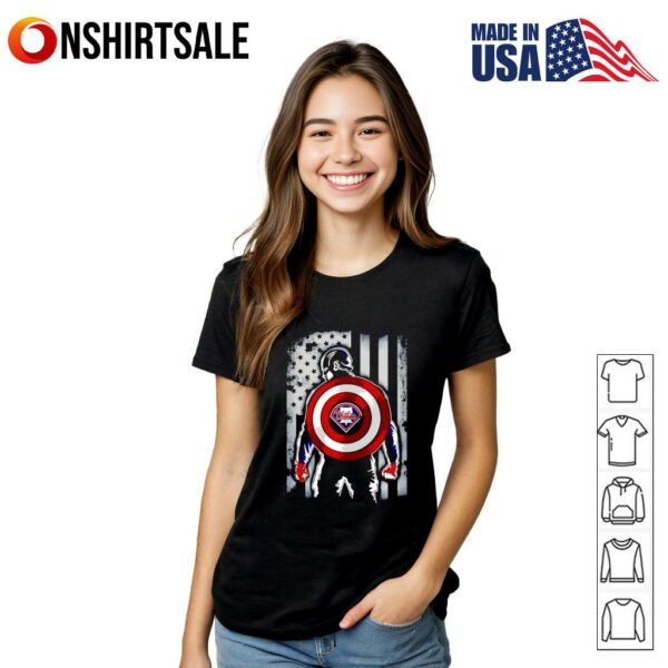 Philadelphia Phillies Captain America Marvel Avengers Flag T-Shirt