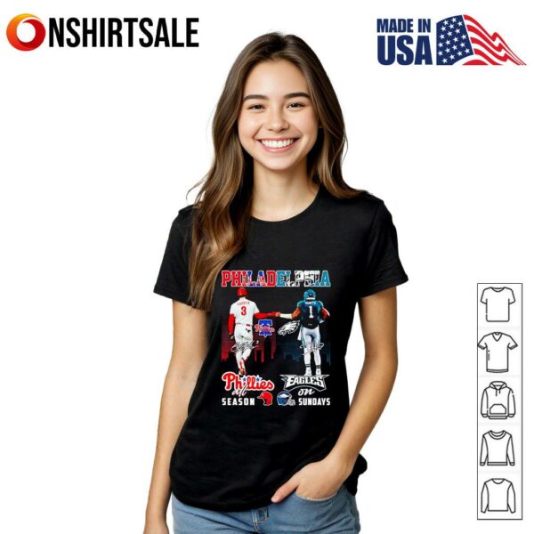 Philadelphia Phillies all season Eagles on Sundays Bryce Harper and Jalen Hurts T-Shirt