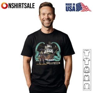 Pirate Ship Skeleton Halloween T Shirt 1