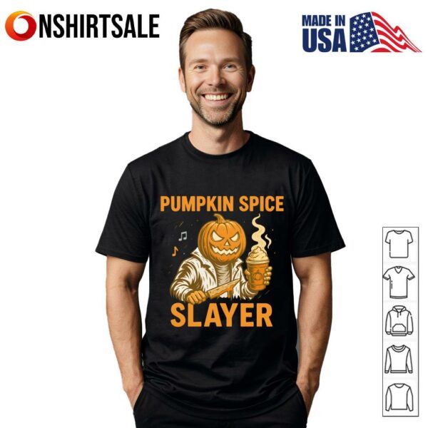Pumpkin Spice Slayer Funny Halloween Horror Coffee T-Shirt