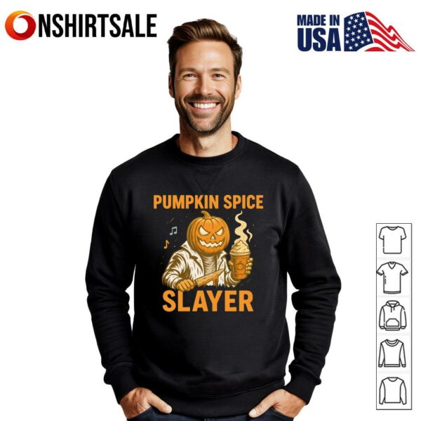 Pumpkin Spice Slayer Funny Halloween Horror Coffee T-Shirt