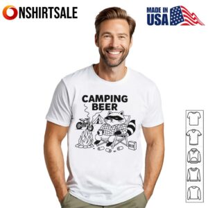 Raccoon Camping Beer Campfire Motorcycle T Shirt 1