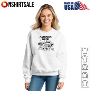 Raccoon Camping Beer Campfire Motorcycle T Shirt 3
