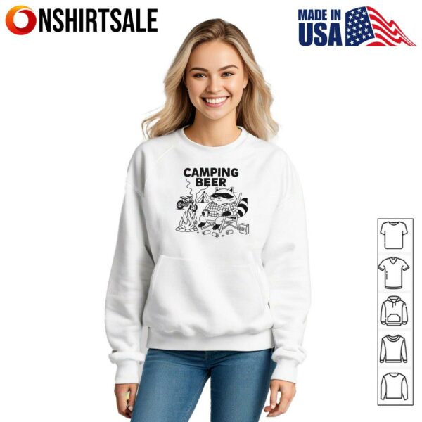 Raccoon Camping Beer Campfire Motorcycle T-Shirt