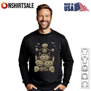 Skeleton Pumpkin Halloween T Shirt 2