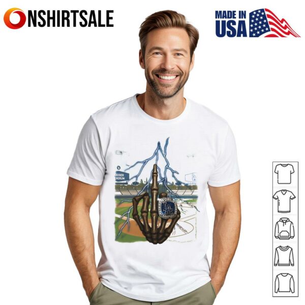 Skeleton middle finger Los Angeles Dodgers Champions T-shirt