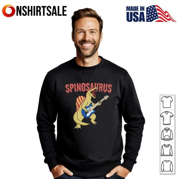 Spinosaurus Dinosaur Playing Electric Guitar Funny T-Shirt