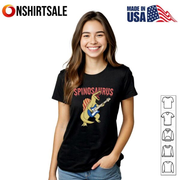 Spinosaurus Dinosaur Playing Electric Guitar Funny T-Shirt
