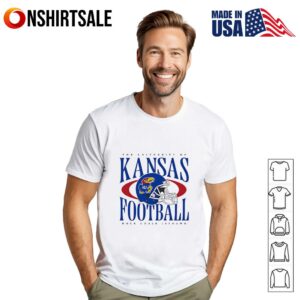 The University of Kansas Football rock chalk jayhawk helmet T Shirt 1