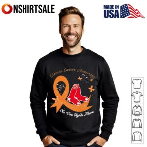 Uterine cancer awareness no one fights alone Boston Red Sox T Shirt 3