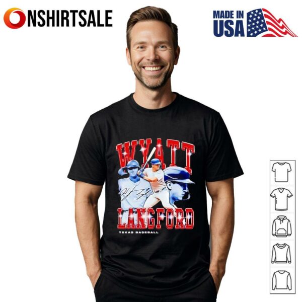 Wyatt Langford Retro Flair Texas baseball signatue. T-Shirt
