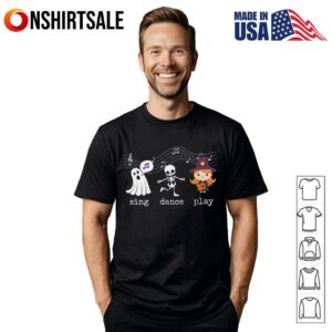 Cute Ghost Skeleton Witch Sing Dance Play Music Halloween