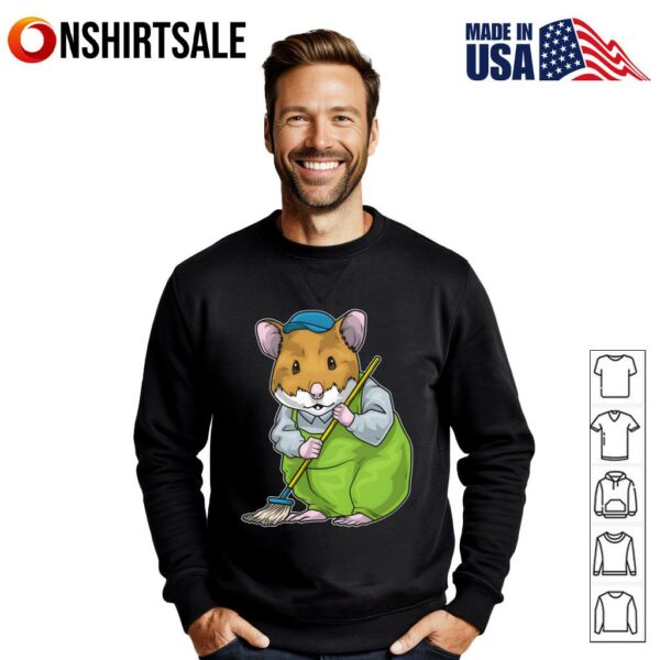 Cute Hamster Janitor Funny Cleaning Pet Lover T-Shirt