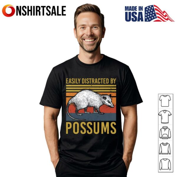 Easily Distracted by Possums Vintage Sunset Animal T-Shirt