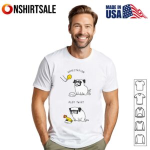 Funny Pug Expectation vs Reality Plot Twist Chicken T Shirt 1