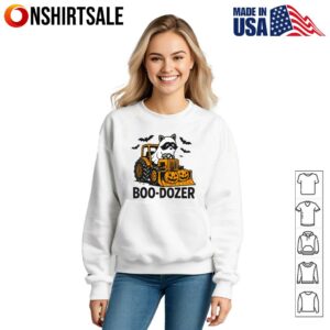 Ghost Raccoon Boo Dozer Halloween T Shirt 3
