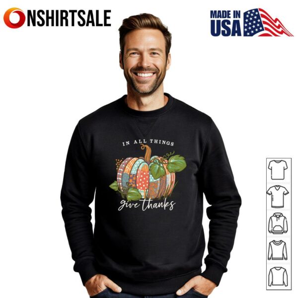 Give Thanks Pumpkin Fall Thanksgiving Christian Faith T-Shirt
