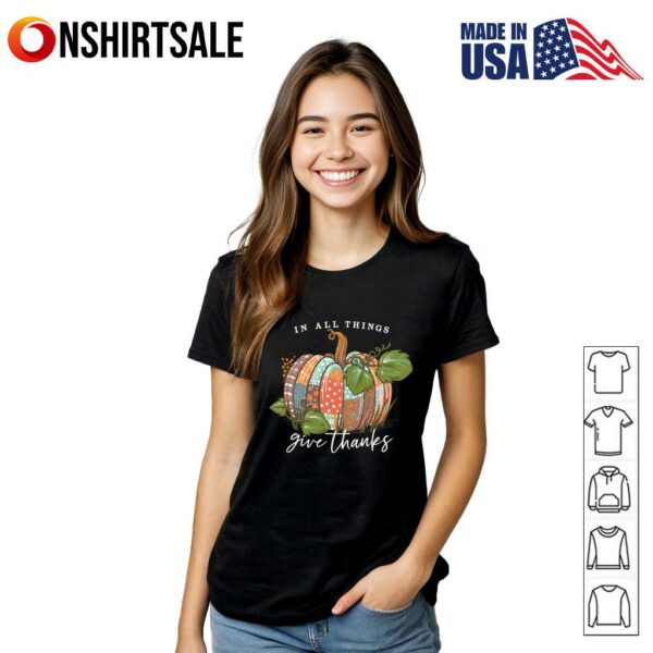 Give Thanks Pumpkin Fall Thanksgiving Christian Faith T-Shirt